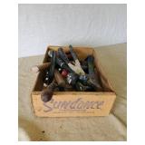 Various Tools and Vintage Fruit Crate