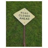 Vintage embossed Road Closed Ahead Sign
