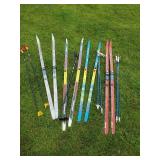 4 Pair Cross Country Snow Skis with Poles