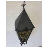 Vintage Outdoor Wrought Iron Gothic Spanish Revival Lantern