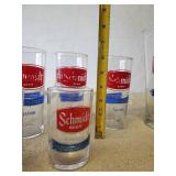 Vintage Schmidt Pitcher and Glasses, 2 Sizes of Glasses