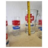 Vintage Schmidt Pitcher and Glasses, 2 Sizes of Glasses