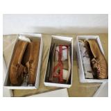 Lot of 3 Pair of New with Box Minnetonka Moccasins Various Sizes