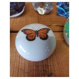 Various Vintage Papper Weights Golden Crown and others with Fenton Glass Bear