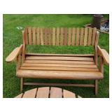 Indoor outdoor Wooden Rocking Chair, Bench and Coffee Table in solid condition