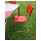 AWESOME Vintage Table with Vintage Howell metal chairs in a vibrant red  This is a GREAT Set