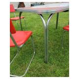 AWESOME Vintage Table with Vintage Howell metal chairs in a vibrant red  This is a GREAT Set