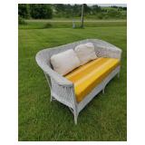 Awesome Wicker Couch with recovered Cusion and Throw Pillows