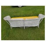 Awesome Wicker Couch with recovered Cusion and Throw Pillows