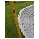 Wicker Love Seat and Coffee Table with Throw Pillows