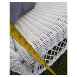 Wicker Love Seat and Coffee Table with Throw Pillows