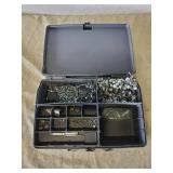 Screws Nails Nuts and Bolts of many sizes and more misc Items with Plano Box