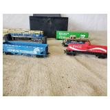 Vintage Metal Box with Train Cars, Burlington Northern, Golden Eagle, Coca Cola and more