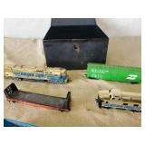 Vintage Metal Box with Train Cars, Burlington Northern, Golden Eagle, Coca Cola and more
