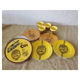 Vintage Ideal Café Grille Plates in original Box, and set of 4 Vintage West Bend Thermoserve Coffee Cups