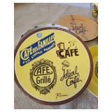 Vintage Ideal Café Grille Plates in original Box, and set of 4 Vintage West Bend Thermoserve Coffee Cups