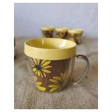 Vintage Ideal Café Grille Plates in original Box, and set of 4 Vintage West Bend Thermoserve Coffee Cups