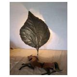 Awesome Large Metal Leaf Wall Hanging Light and Masketeer Wooden Horse Décor