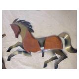 Awesome Large Metal Leaf Wall Hanging Light and Masketeer Wooden Horse Décor