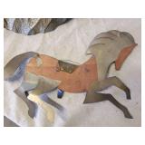 Awesome Large Metal Leaf Wall Hanging Light and Masketeer Wooden Horse Décor