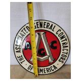 Vintage RARE Metal Embossed Associated General Contractors of America Sign