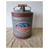 Vintage Delphos 5 Gallon Galvanized keroscene can