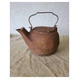 Large Unique Cast Iron Pot wih Spout  Notice the hole in the bottom Still a great Display Item