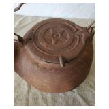 Large Unique Cast Iron Pot wih Spout  Notice the hole in the bottom Still a great Display Item