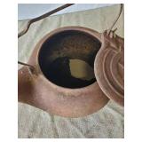 Large Unique Cast Iron Pot wih Spout  Notice the hole in the bottom Still a great Display Item