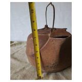 Large Unique Cast Iron Pot wih Spout  Notice the hole in the bottom Still a great Display Item