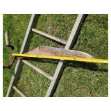 Vintage Wooden Ladder, Pulley, and Antique Hay Knife