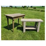 Vintage side Table and Vintage Wooden Bench