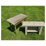 Vintage side Table and Vintage Wooden Bench