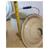 Enamel Pots Larch Pot With Spout and Wooden Handle, Glass C.S. Brackett Co. Mpls MN Jug and more
