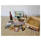 Beer and Patch Lot RARE Brown Schlitz Bottle,  Special export Sign never used, Pioneer Beer Bottles,  and More