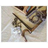 Vintage Large Barn Hinges, Vintage Horseshoe, Fruit Crate and More