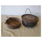 Large #12 Cast IronTri Foot  Cauldron with Lid ,and Griswold Cast Iron Pot