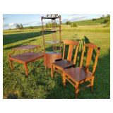 Fantastic Tall Vintage Corner Shelf, Vintage Corner Table, 2 Vintage chairs