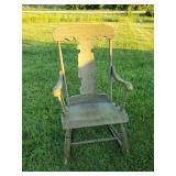 Vintage Furniture Lot including An Awesome Wooden Rocking Chair, Gun Shelf, and Goose Decoy and more