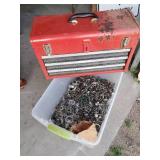 Large Lot of Various Screws, Washers, Nuts, Bolts Large red Tool Box and so much more