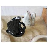 Vintage Lot of Décor Milk Glass Fish Glasbake, USA 7001, and Others with Vintage Fruit Crate