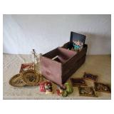Nasco ceramic Décor, Willow Tree, Vintage TV tray and more with Double sided Wood Crate
