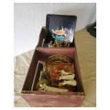 Nasco ceramic Décor, Willow Tree, Vintage TV tray and more with Double sided Wood Crate