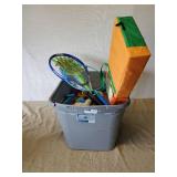 Kids Lot of Life Vests, Volleyball Set, Giant Bubble making Items and more with Tub