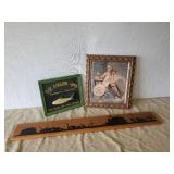 Framed Elvgrin Advertisement, Vintage Anglers Décor, and Vintage Steam and Chaff Wooden Décor