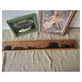Framed Elvgrin Advertisement, Vintage Anglers Décor, and Vintage Steam and Chaff Wooden Décor