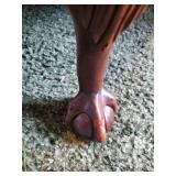 Gorgeous Vintage Barcalounger Reclining Chair. Notice the Wooden Carved Claw Foot Legs and Awesome Classy Studded Seams and Beautiful Red Leather.  This is a gorgeous Chair that Sells for over $1500