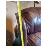 Gorgeous Vintage Barcalounger Reclining Chair. Notice the Wooden Carved Claw Foot Legs and Awesome Classy Studded Seams and Beautiful Red Leather.  This is a gorgeous Chair that Sells for over $1500