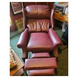 Stunning Vintage Barcalounger Reclining Chair With Gorgeous Deep Red Leather Color No Tears and Very Little Sign of Wear This Chair Sells For over $1500