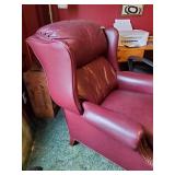 Stunning Vintage Barcalounger Reclining Chair With Gorgeous Deep Red Leather Color No Tears and Very Little Sign of Wear This Chair Sells For over $1500